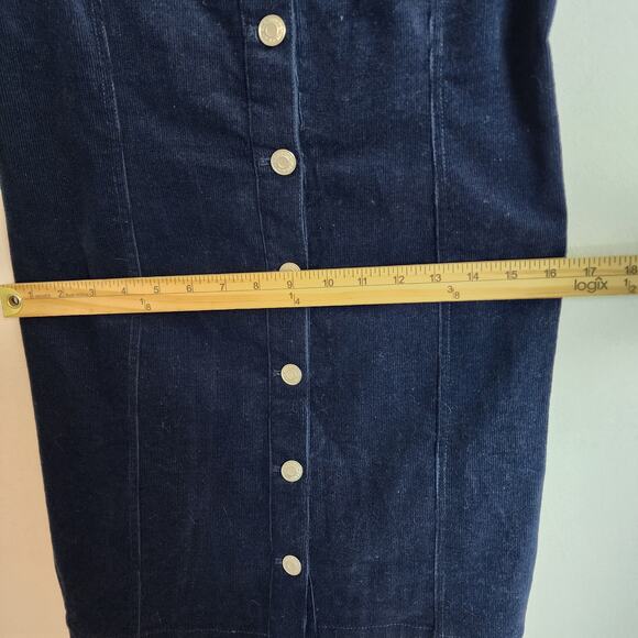 Pacsun Corduroy Dress Size L Blue Sweetheart Neck Sleeveless Smocked Y2K 90s - Picture 10 of 13